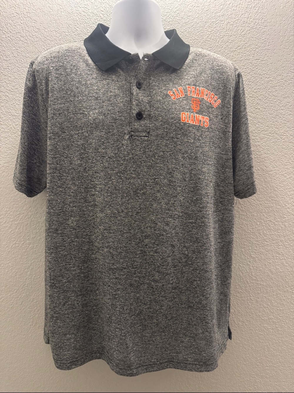 Vintage Men’s San Francisco Giants Heather Gray Polo with Black Collar - Large
